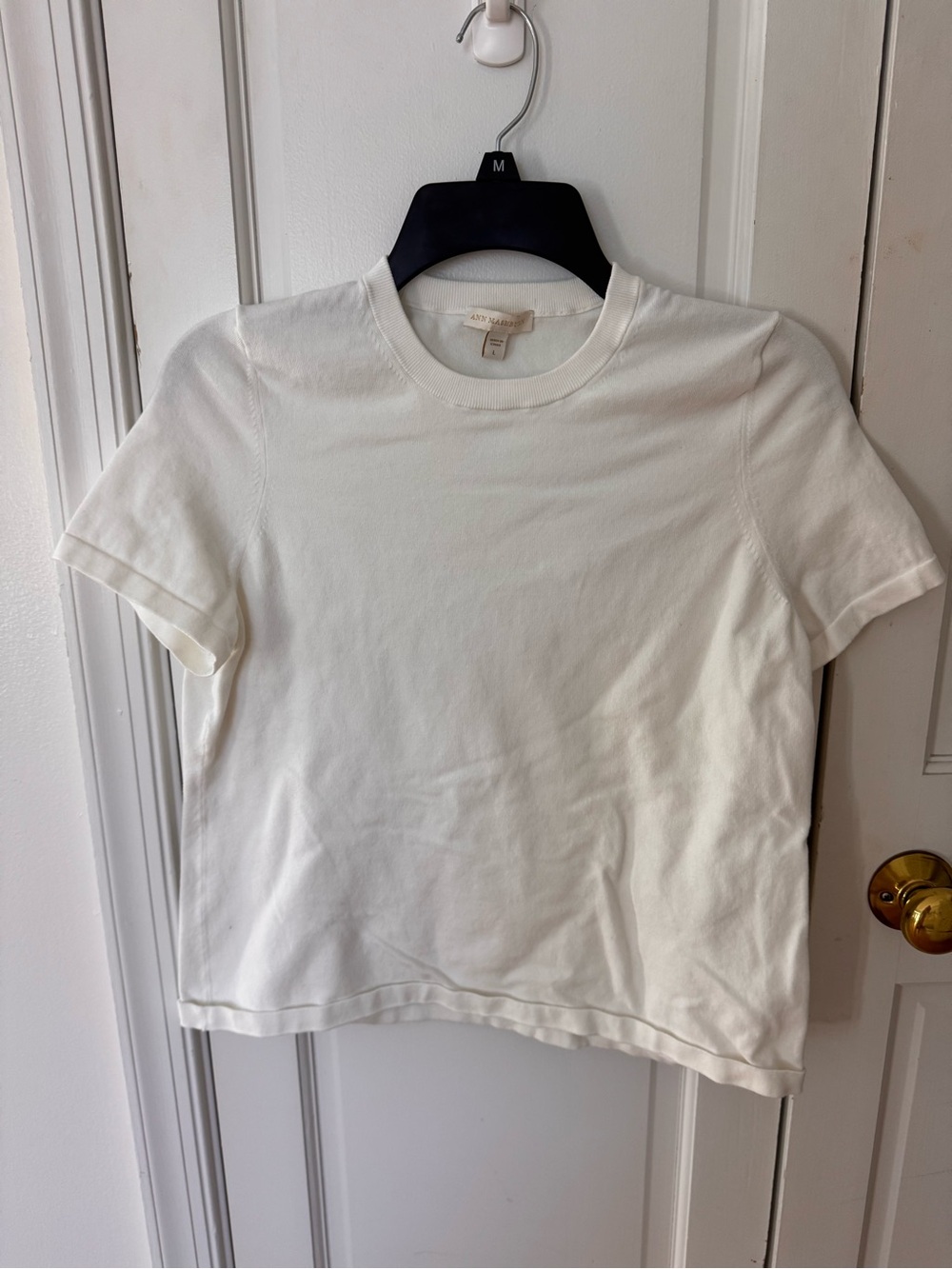100% Cotton ANN MASHBURN White Crewneck Tee
